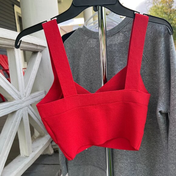 Aritzia Sculpt Knit Red Crop Top - Picture 2 of 3